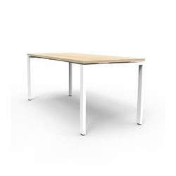 Deluxe Profile Steel Frame Table 1800mm White Steel Frame Natural Oak Top
