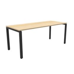 Deluxe Profile Steel Frame Table 2100mm Black Steel Frame Natural Oak Top
