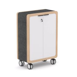 Rover Mobile Cupboard 1320mm H Timber & White with Grey Panelling