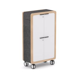 Rover Mobile Locker 1620mm H Timber & White with Gray Panelling