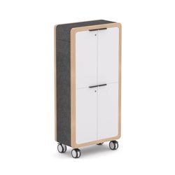 Rover Mobile Locker 1920mm H Timber & White with Gray Panelling