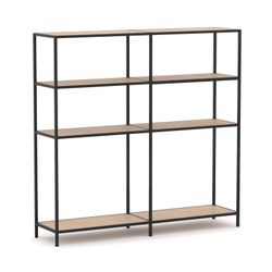 Rhodes Modular Shelf 2-Bay Configuration Black Frame W1660mm x D400mm x H1617mm New Oak Ravine