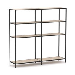 Rhodes Modular Shelf 2-Bay Configuration Black Frame W1660mm x D400mm x H1617mm Nordic Maple