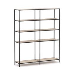 Rhodes Modular Shelf 2-Bay Configuration Black Frame W1660mm x D400mm x H2000mm Nordic Maple