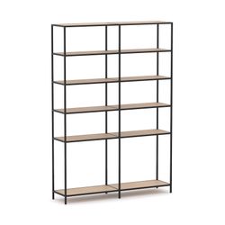 Rhodes Modular Shelf 2-Bay Configuration Black Frame W1660mm x D400mm x H2383mm New Oak Ravine