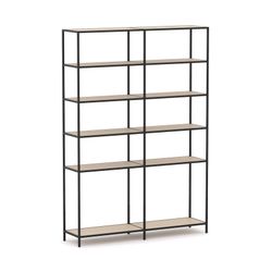 Rhodes Modular Shelf 2-Bay Configuration Black Frame W1660mm x D400mm x H2383mm Nordic Maple