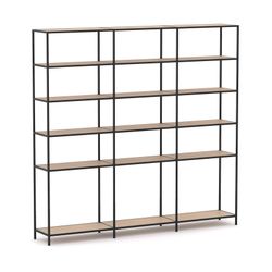 Rhodes Modular Shelf 3-Bay Configuration Black Frame W2480mm x D400mm x H2383mm New Oak Ravine