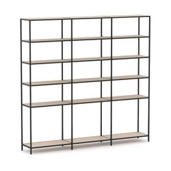 Rhodes Modular Shelf 3-Bay Configuration Black Frame W2480mm x D400mm x H2383mm Nordic Maple