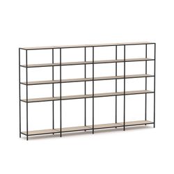 Rhodes Modular Shelf 4-Bay Configuration Black Frame W3300mm x D400mm x H2000mm Nordic Maple