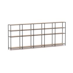 Rhodes Modular Shelf 5-Bay Configuration Black Frame W4120mm x D400mm x H1617mm New Oak Ravine