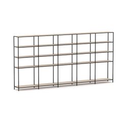 Rhodes Modular Shelf 5-Bay Configuration Black Frame W4120mm x D400mm x H2000mm Nordic Maple