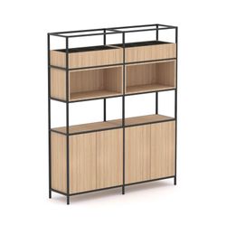 Rhodes Modular Shelf 2-Bay Shelving Configuration 3 New Oak Ravine