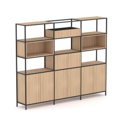 Rhodes Modular Shelf 3-Bay Shelving Configuration 5 New Oak Ravine