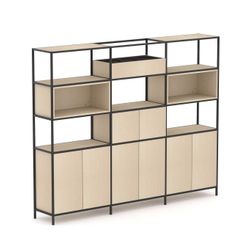 Rhodes Modular Shelf 3-Bay Shelving Configuration 5 Nordic Maple