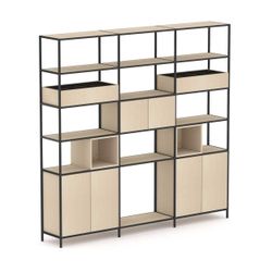 Rhodes Modular Shelf 3-Bay Shelving Configuration 6 Nordic Maple