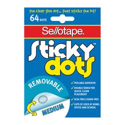 Sellotape Sticky Dots Adhesive 990001 Removable 64 Pack