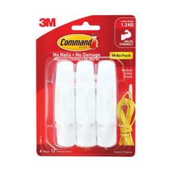 Command Hooks 17001VP-6PK Medium White Pack 6