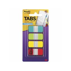 Post-It Tabs Aqua Green Yellow Red 15 x 38mm Pack 40