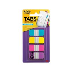 Post-It Tabs Aqua Yellow Pink Purple 15 x 38mm Pack 40