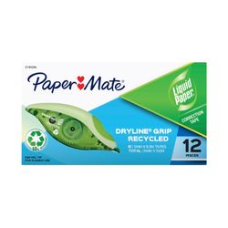 Paper Mate Liquid Paper Dryline Grip Recycled Correction Tape Box 12