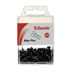 Esselte Pins Map Black Pack 200