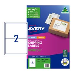 Avery 2Up AveryEco Laser Inkjet Labels 100 Sheets (959019/L7168)