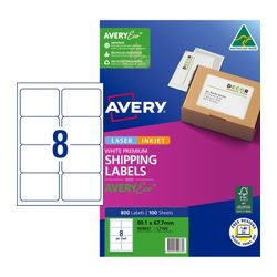 Avery 8Up AveryEco Laser Inkjet Labels 100 Sheets (959037/L7165)