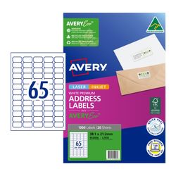 Avery 65Up AveryEco Laser Inkjet Labels 20 Sheets (952006/L7651)