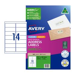 Avery 14Up AveryEco Laser Inkjet Address Labels 20 Sheets (959417/L7163/J8163)
