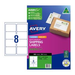 Avery 8Up AveryEco Laser Inkjet Labels 50 Sheets (936089/J8165/L7165)