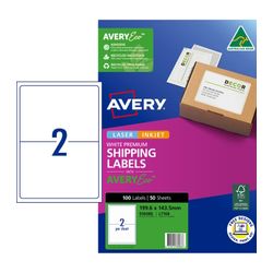 Avery 2Up AveryEco Laser Inkjet Labels 50 Sheets (936086/J8168/L7168)