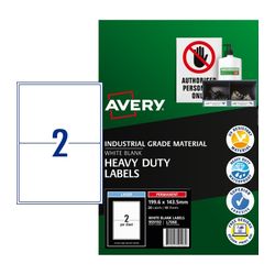 Avery 2Up Heavy Duty Laser Labels 10 Sheets (959193/L7068)