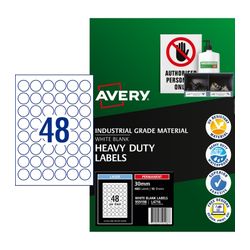 Avery 48Up Round Heavy Duty Labels 10 Sheets (959198/L4716)