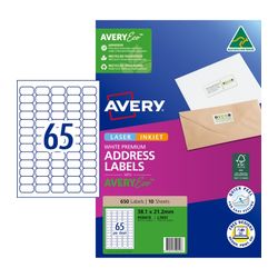 Avery 65Up AveryEco Laser Inkjet Address Labels 10 Sheets (959419/L7651/J8651)