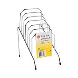 Marbig Step File Wire Toast Rack Organiser Small Silver