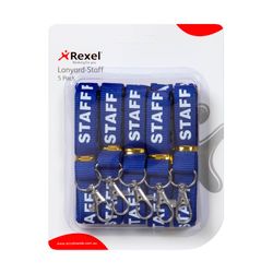 Rexel ID Pre-Printed Staff Lanyard Pack 5