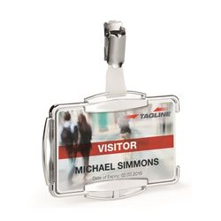 Durable ID Product Card Holder RfID Secure With Rotating Clip Fastener Silver Pack 10