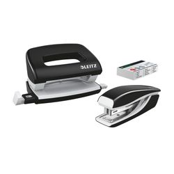 Leitz Nexxt Wow Stapler & Hole Punch Set Mini Black