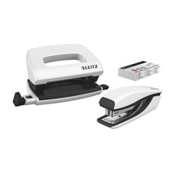 Leitz Nexxt Wow Stapler & Hole Punch Set Mini White