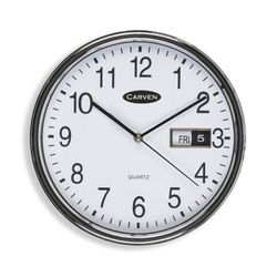 Carven Clock 285mm Silver Rim With Date