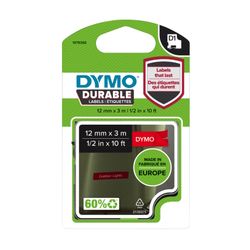 Dymo D1 Durable Label Tape 12mm x 3M White on Red