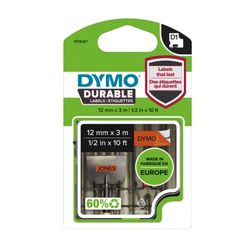 Dymo D1 Durable Label Tape 12mm x 3M Black on Orange