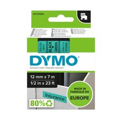 Dymo D1 Label Tape 12mm x 7m Black on Green