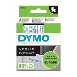 Dymo D1 Label Tape 12mm x 7m Blue on White