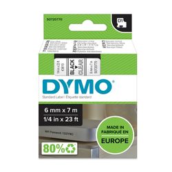 Dymo D1 Label Tape 6mm x 7m Black on Clear