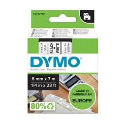 Dymo D1 Label Tape 6mm x 7m Black on White
