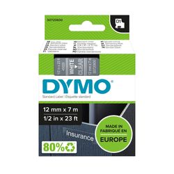 Dymo D1 Label Tape 12mm x 7m White on Clear