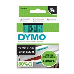 Dymo D1 Label Tape 19mm x 7m Black on Green