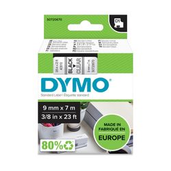 Dymo D1 Label Tape 9mm x 7m Black on Clear
