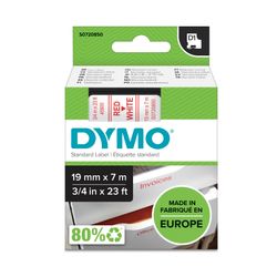 Dymo D1 Label Tape 19mm x 7m Red on White